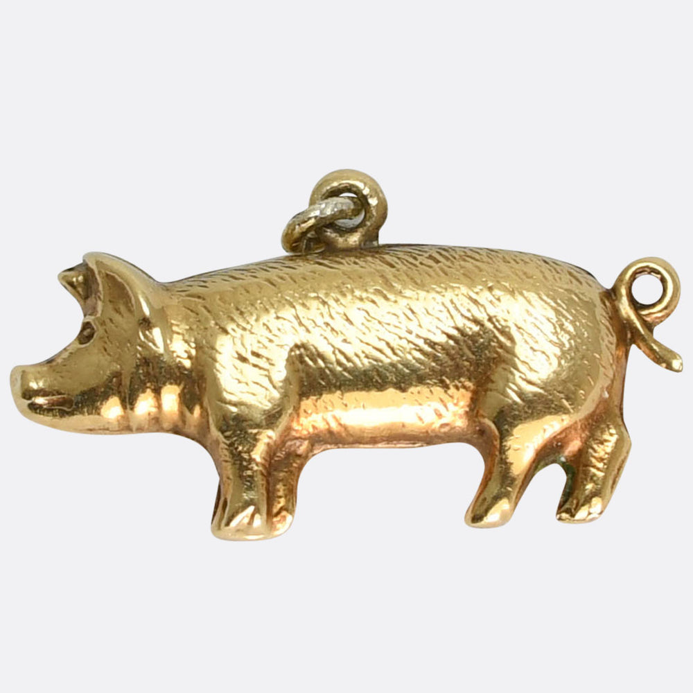 Victorian Gold Lucky Pig Charm