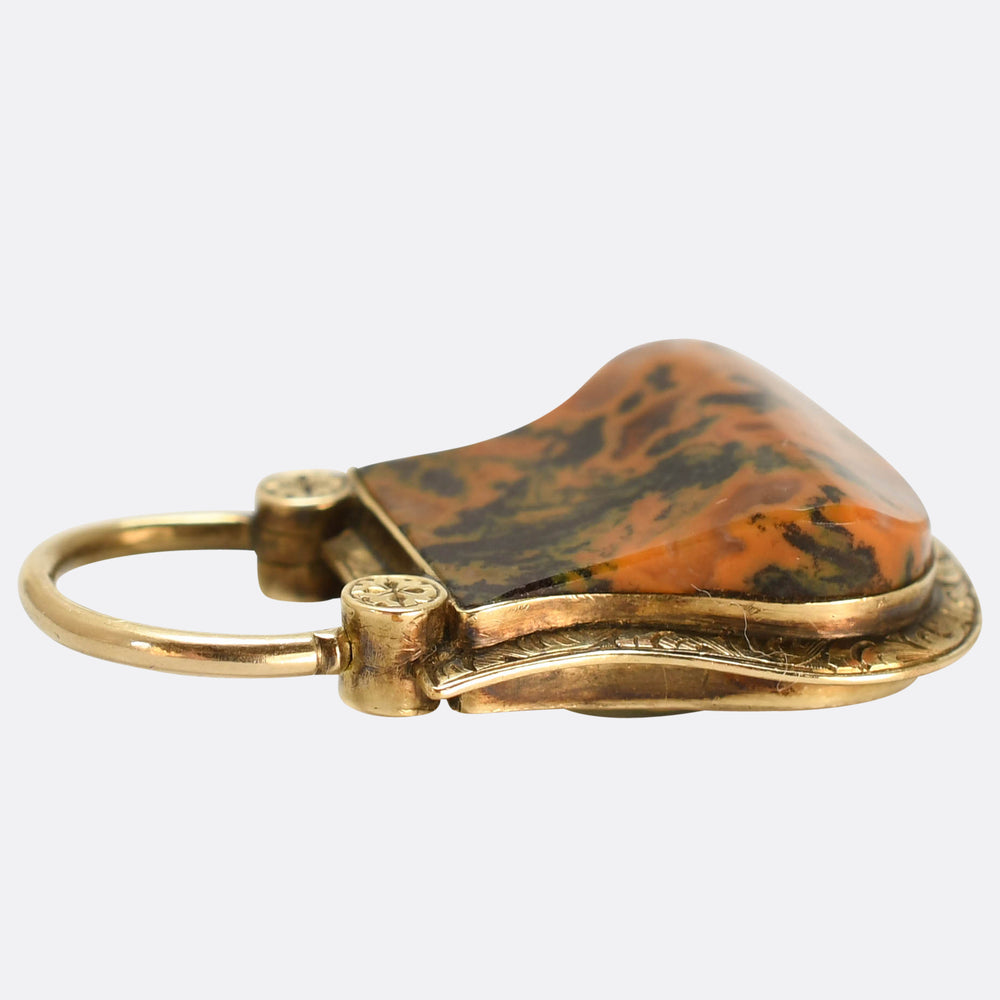 Victorian Granite Agate Padlock Charm