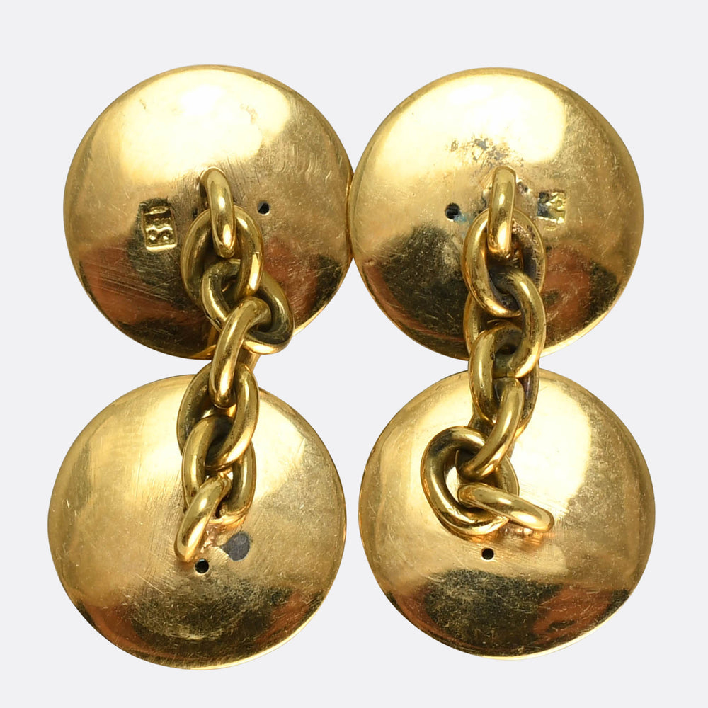 Victorian Guilloché Enamel 18k Gold Cufflinks