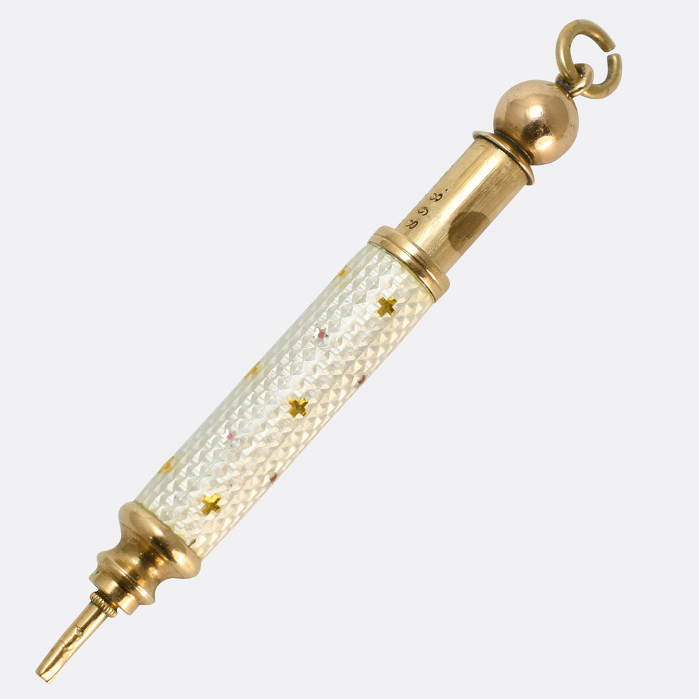 Victorian Guilloché Enamel Propelling Pencil Pendant