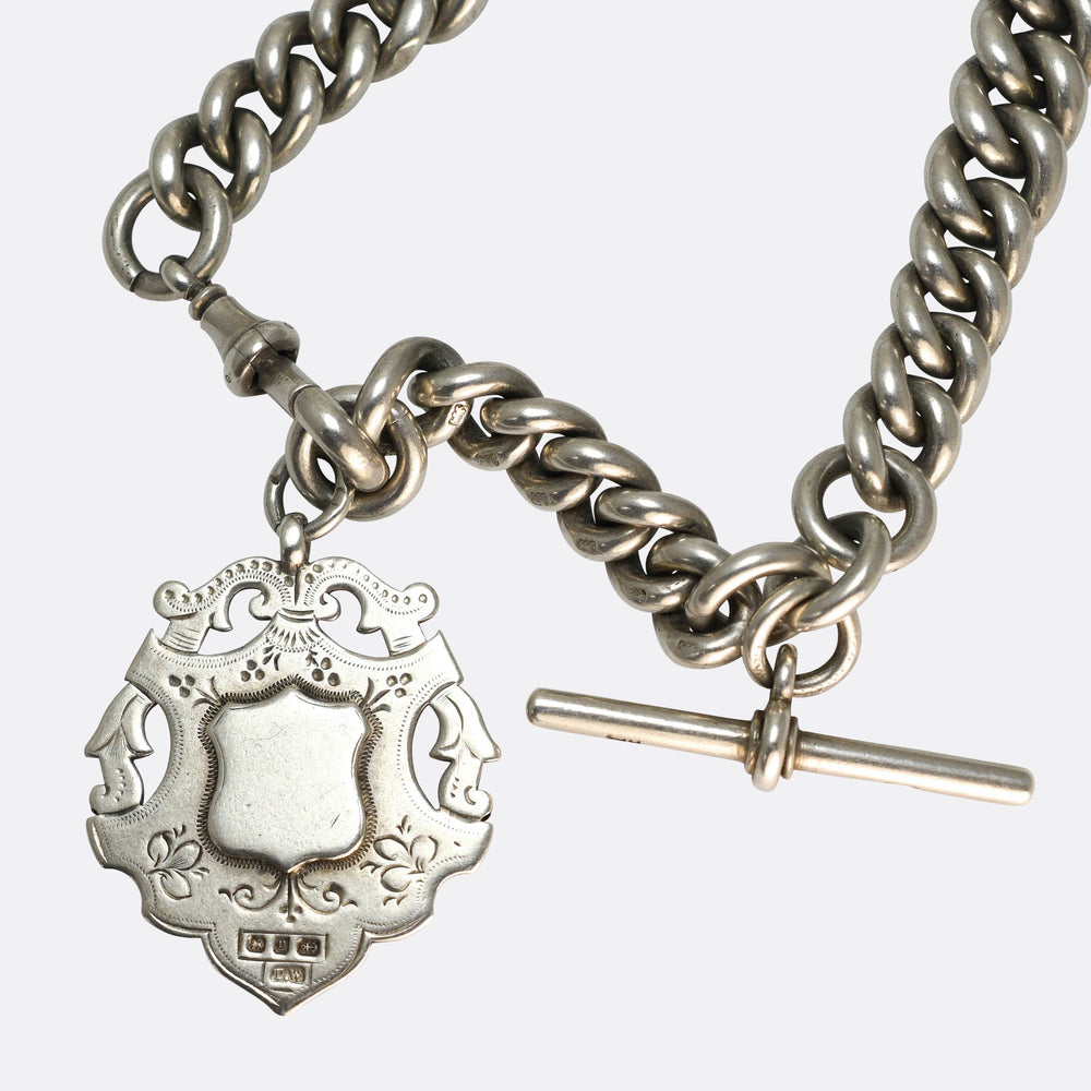 Victorian Large Albert Chain With T-Bar and Shield