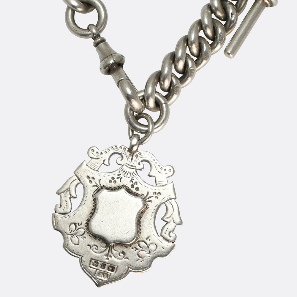 Victorian Large Albert Chain With T-Bar and Shield