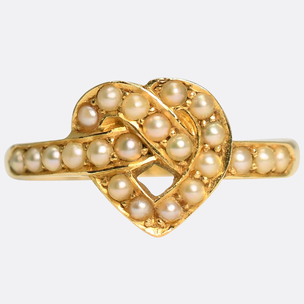 Victorian Lover's Knot Pearl Ring