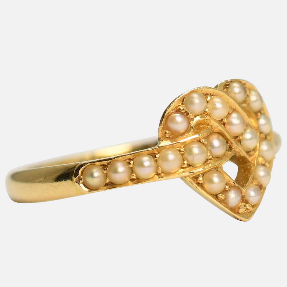 Victorian Lover's Knot Pearl Ring