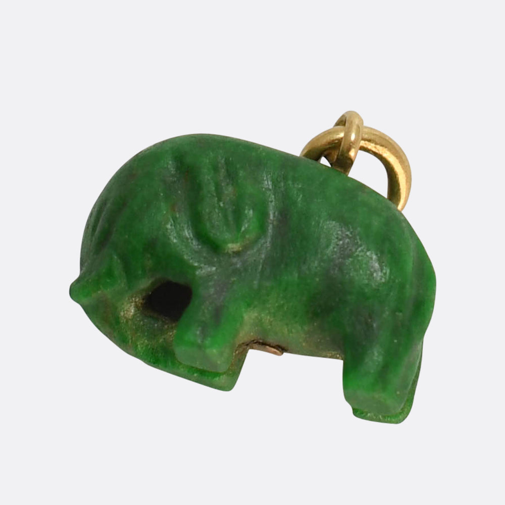 Victorian Miniature Malachite Elephant Charm