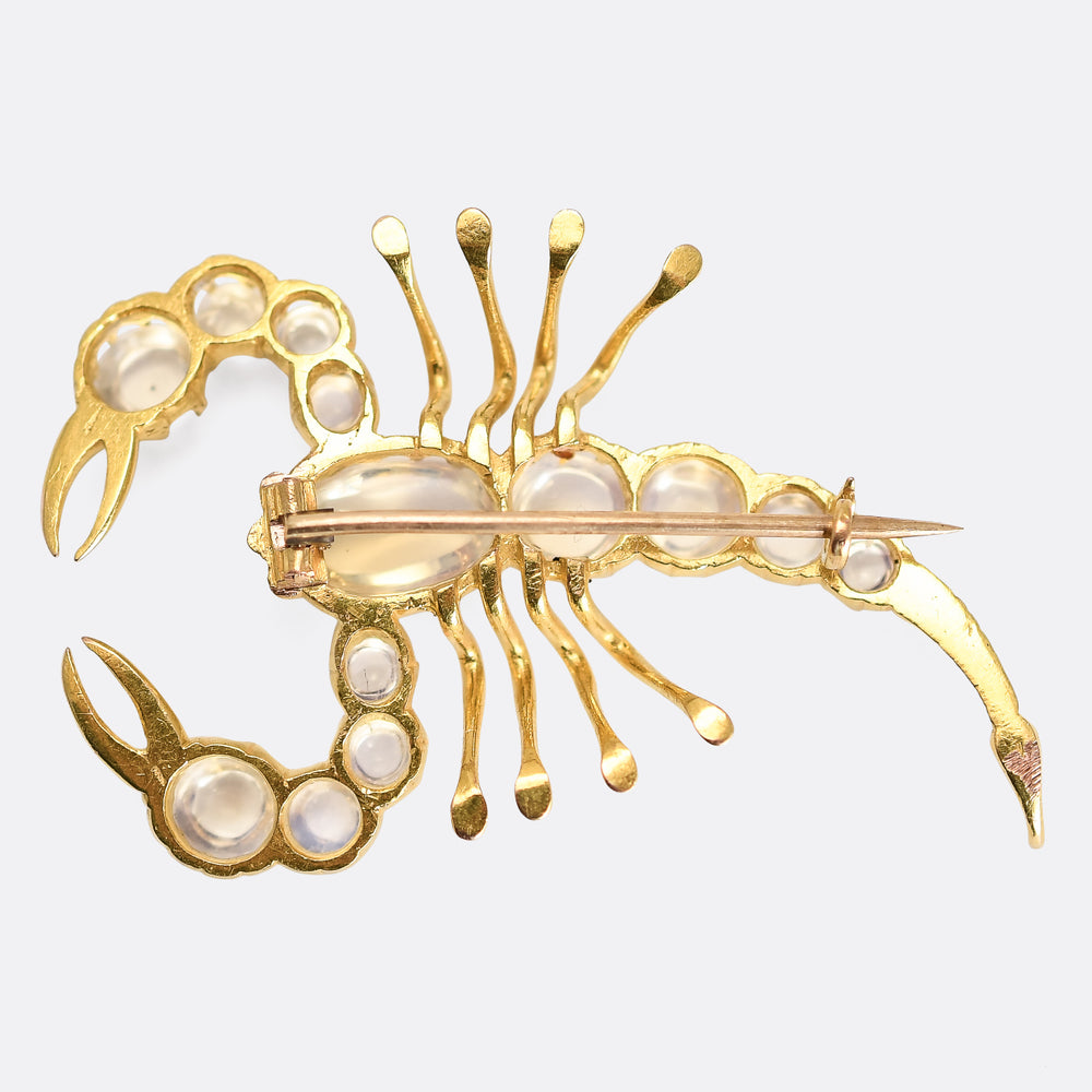 Victorian Moonstone Scorpion Brooch