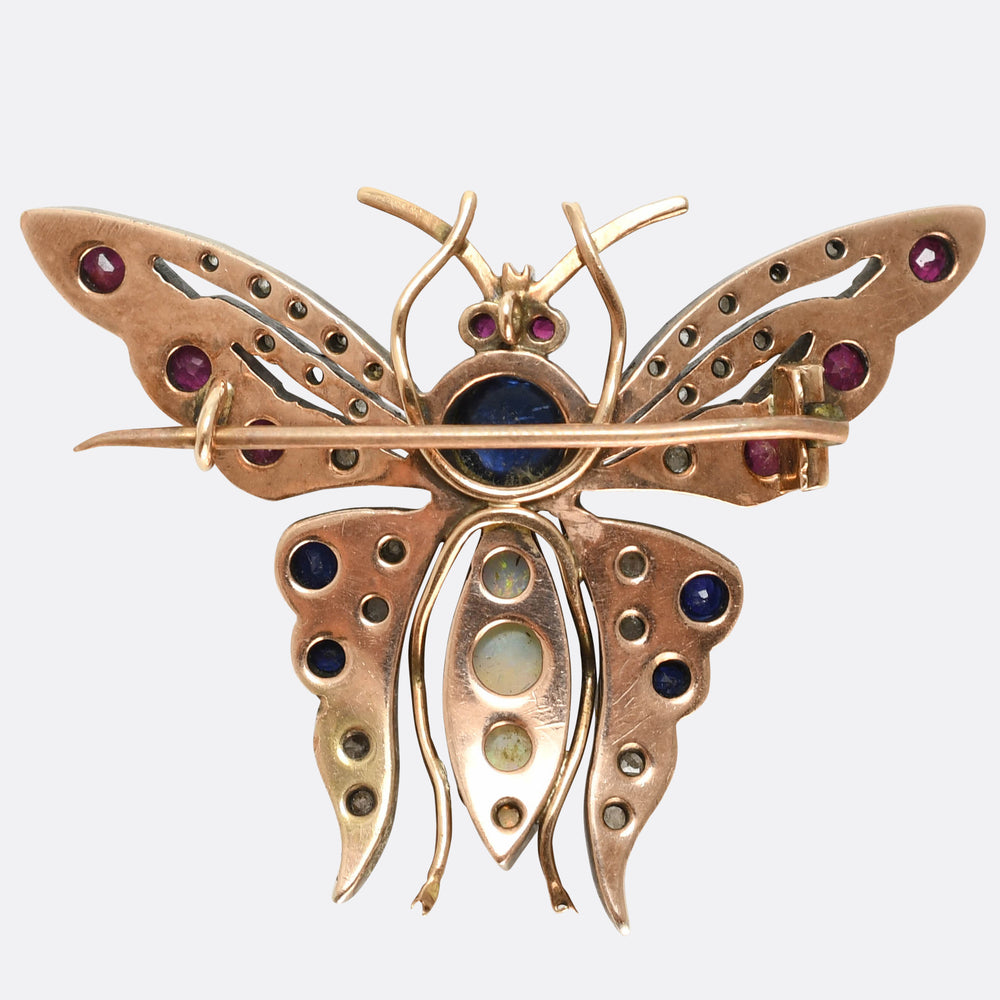 Victorian Multi-Gem Butterfly Brooch