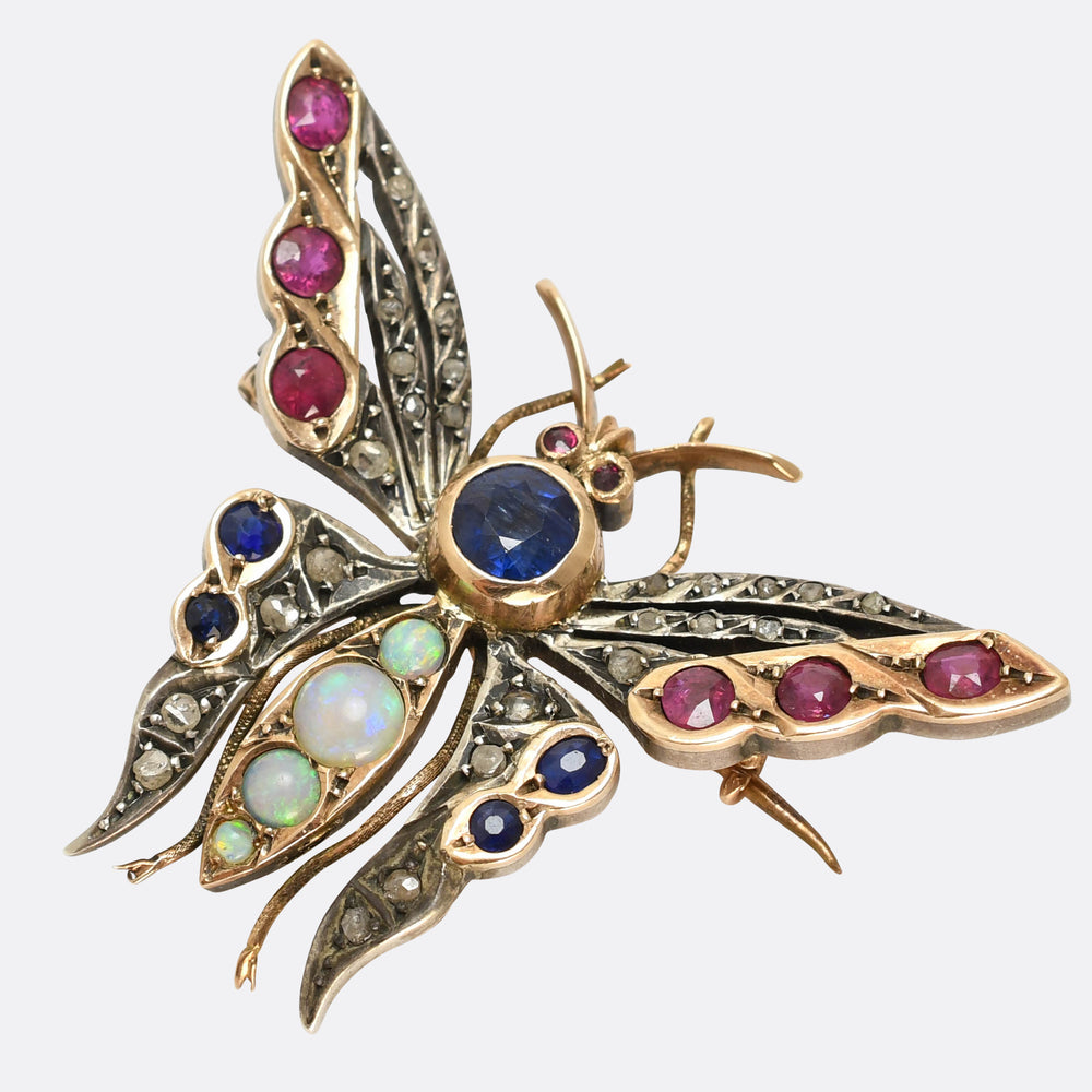 Victorian Multi-Gem Butterfly Brooch