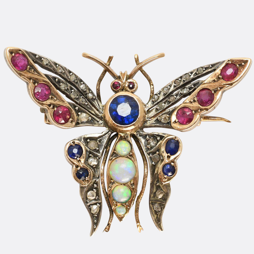 Victorian Multi-Gem Butterfly Brooch