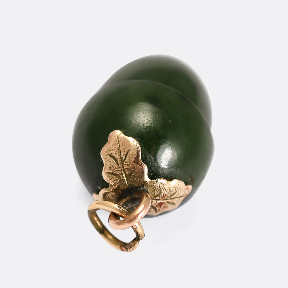 Victorian Nephrite Jade Acorn Pendant