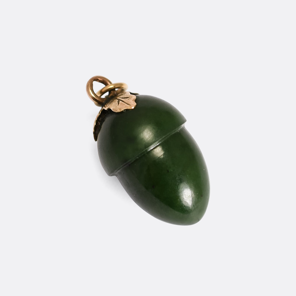 Victorian Nephrite Jade Acorn Pendant