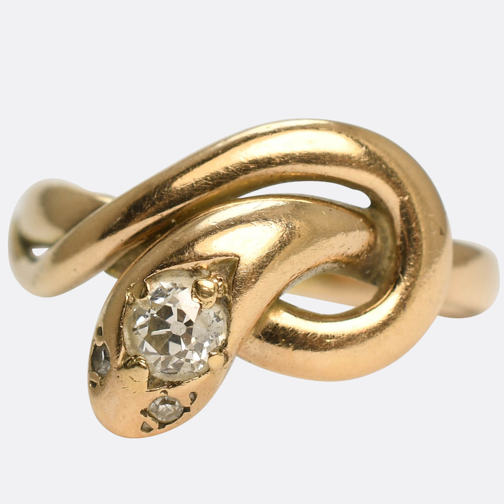 Victorian Old Cut Diamond Snake Ring