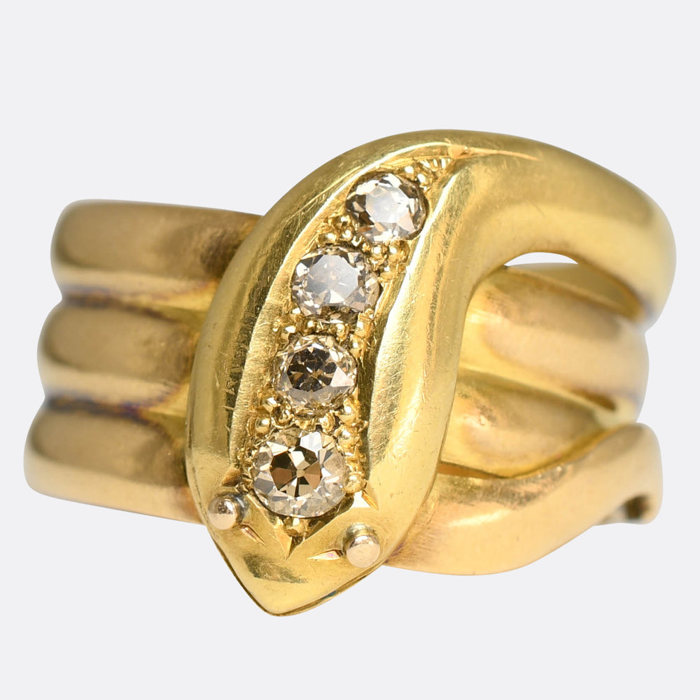 Victorian Old Cut Diamond Snake Ring