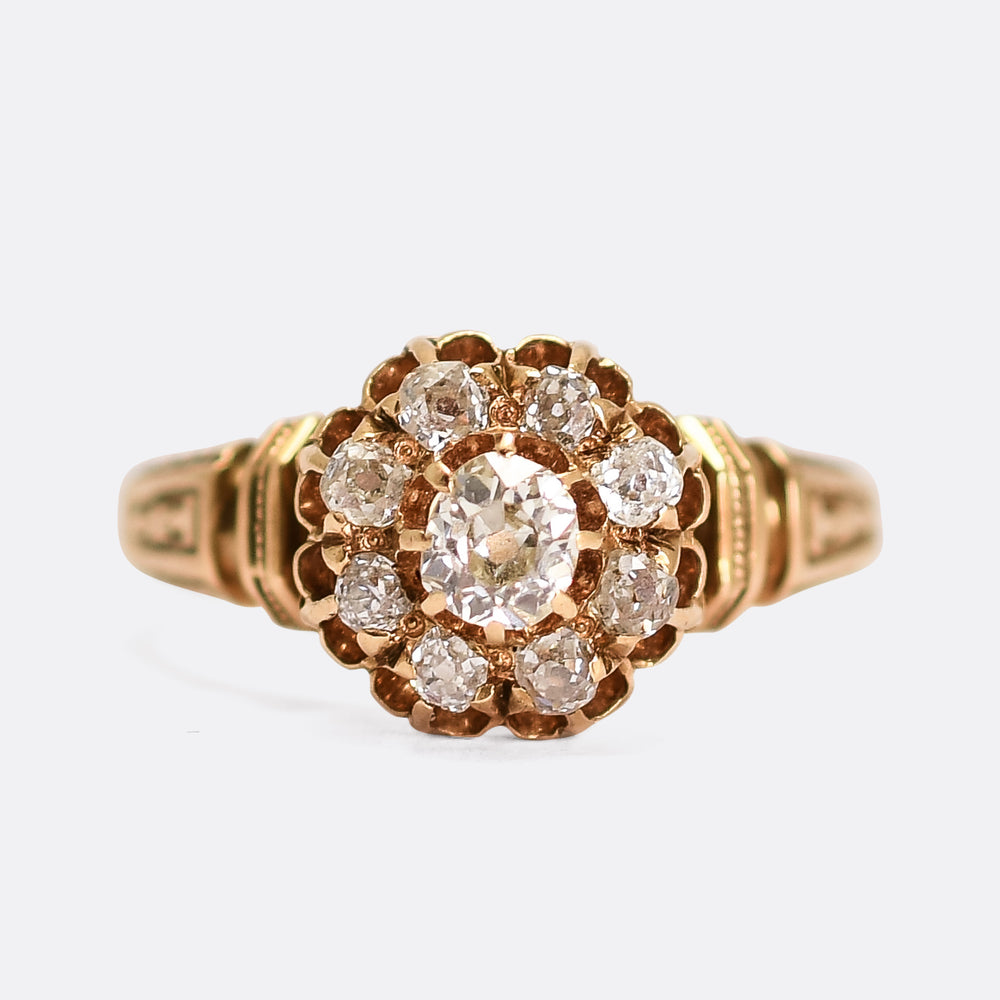 Victorian Old Mine Cut Diamond Cluster Ring