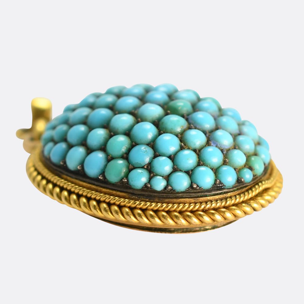 Victorian Pavé Turquoise Oval Locket