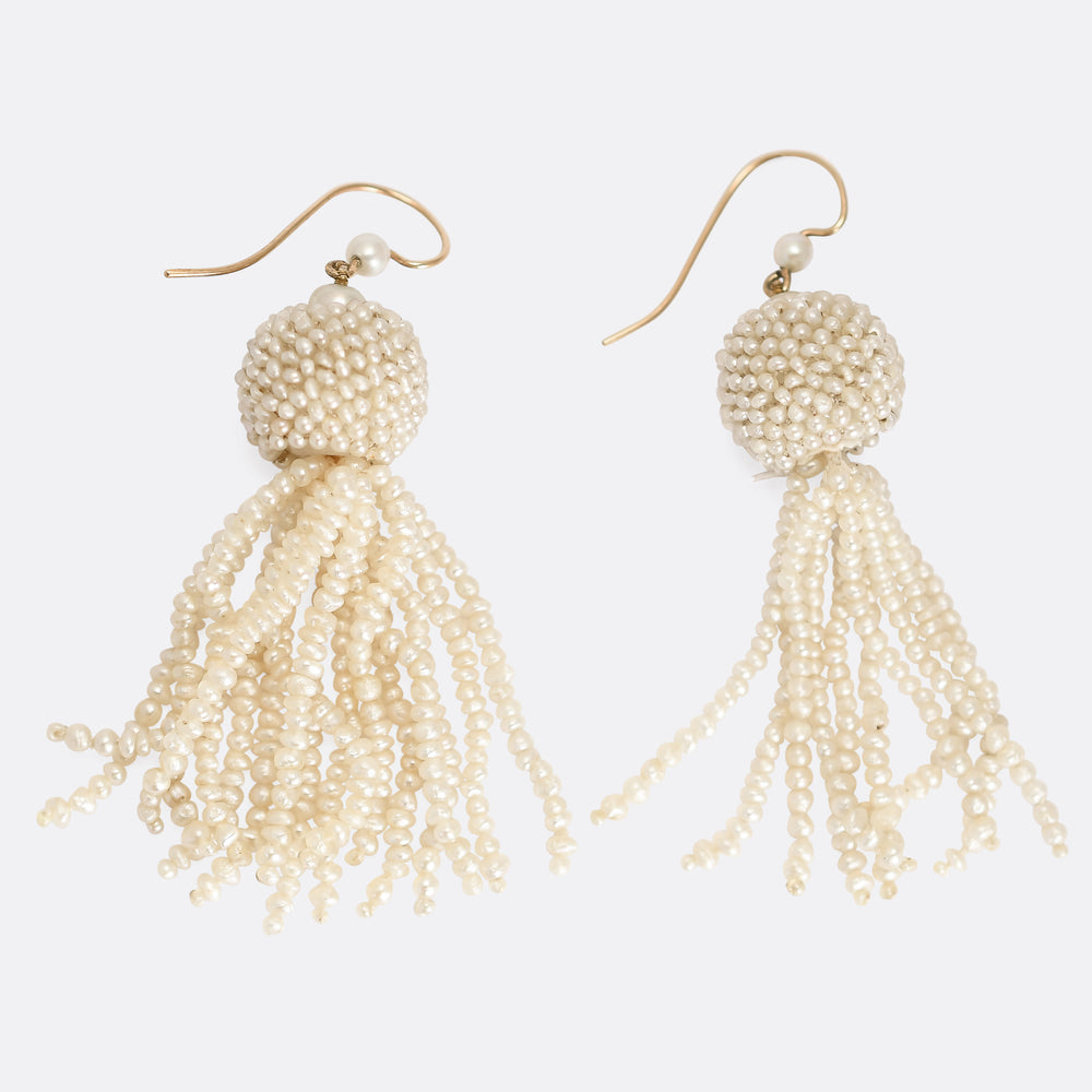 Victorian Pearl Tassel Drop Earrings