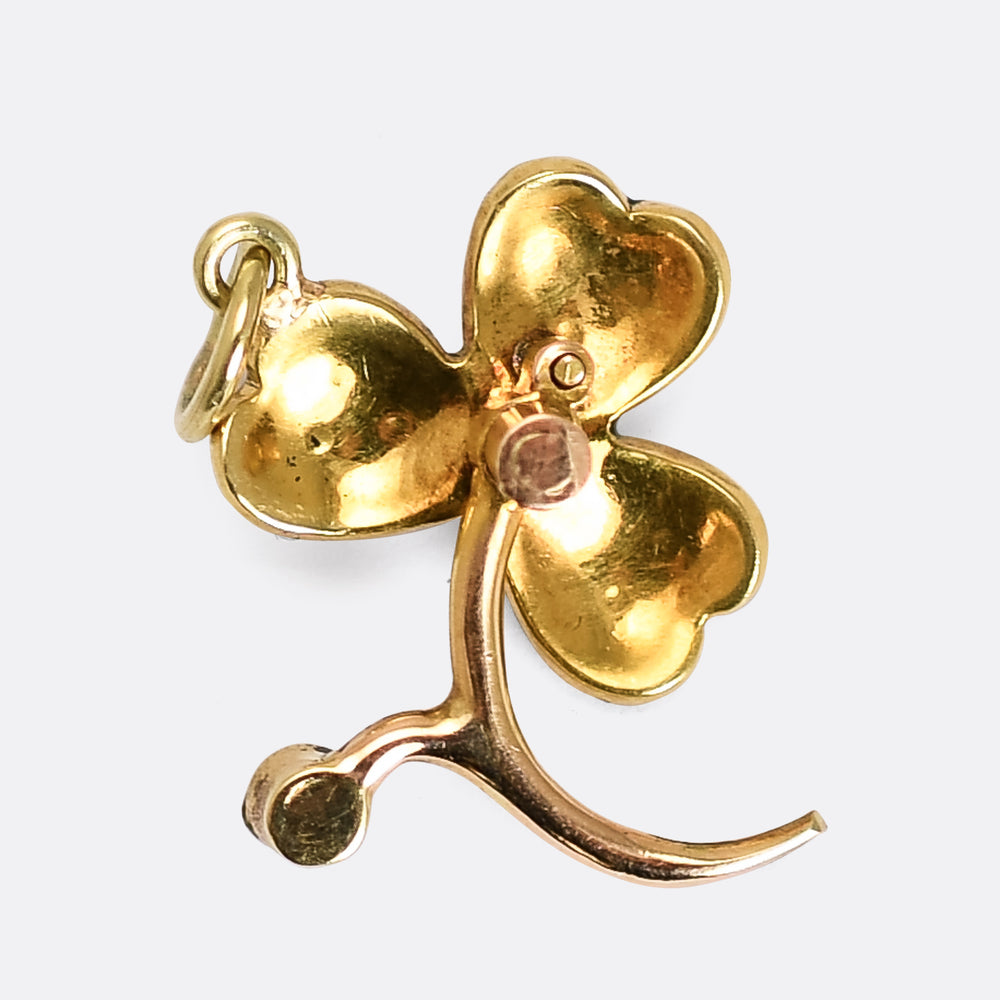 Victorian Pearl & Enamel Clover Charm