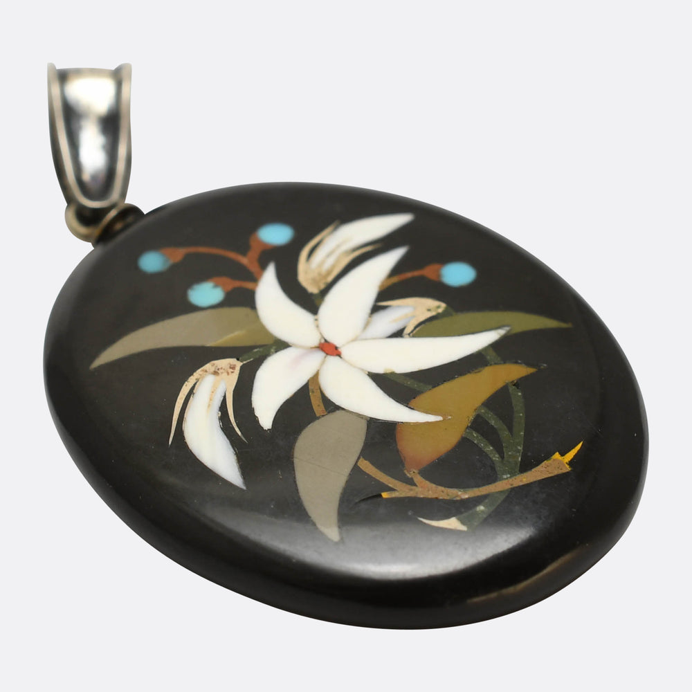 Victorian Pietra Dura Flower Pendant