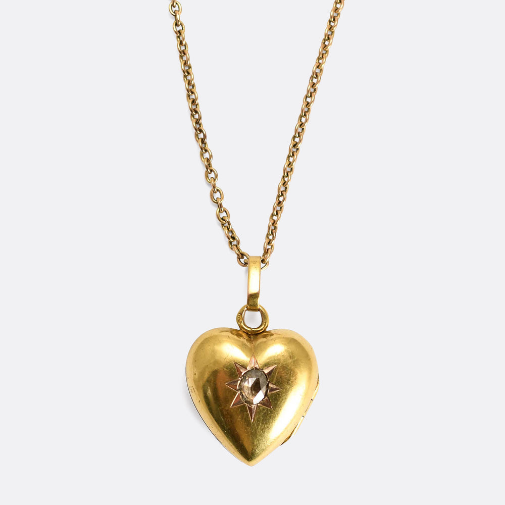 Victorian Rose Cut Diamond Heart Locket