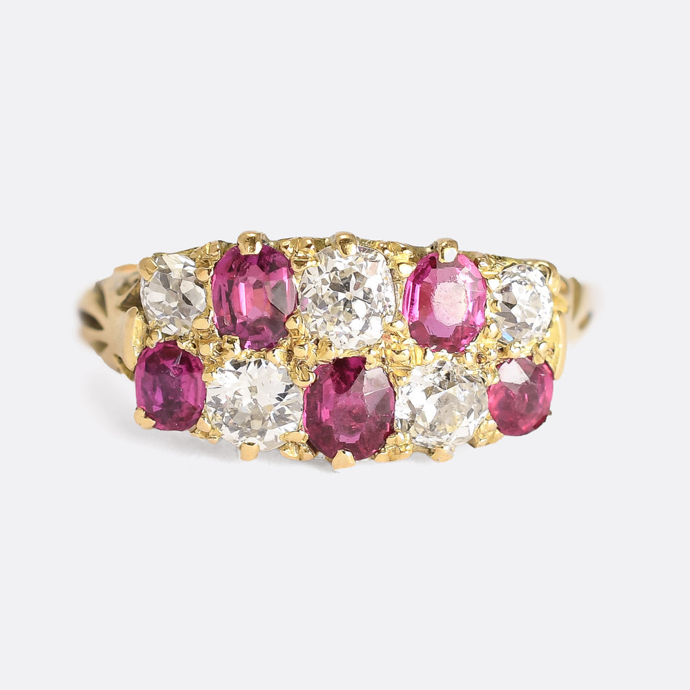 Victorian Ruby & Diamond Chequerboard Ring