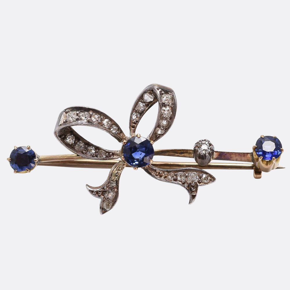 Victorian Sapphire & Diamond Hair Slide Brooch