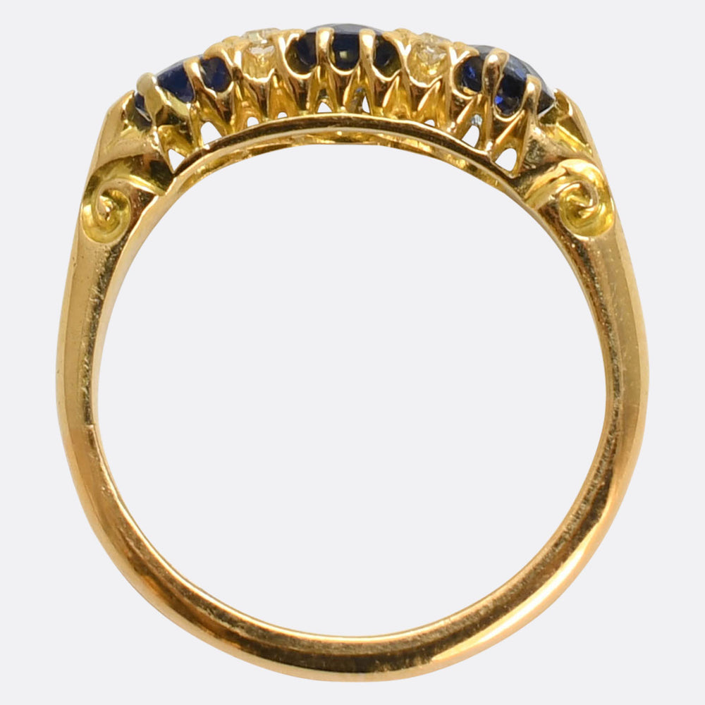 Victorian Sapphire & Diamond Half-Hoop Ring