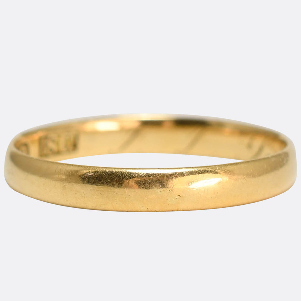 Victorian Scottish 18k Gold Slim Wedding Band