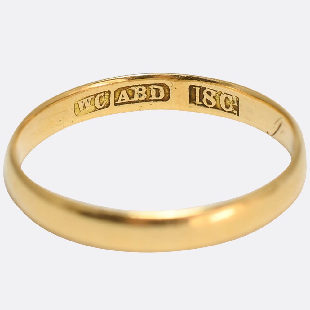 Victorian Scottish 18k Gold Slim Wedding Band