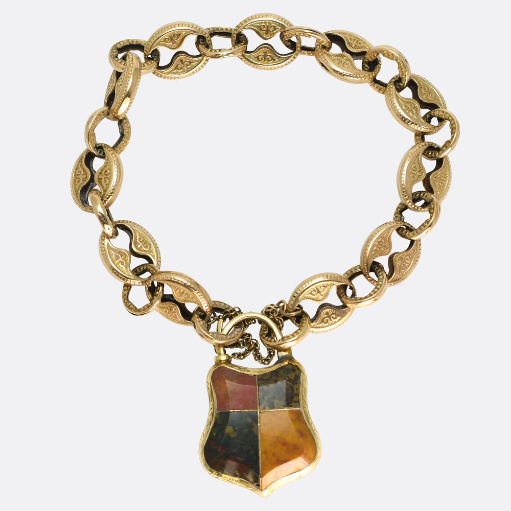 Victorian Scottish Agate Padlock Bracelet