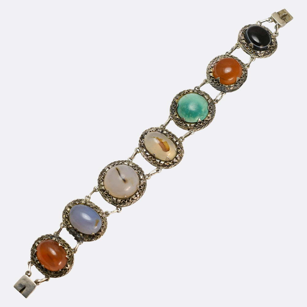 Victorian Scottish Agate Panel Bracelet