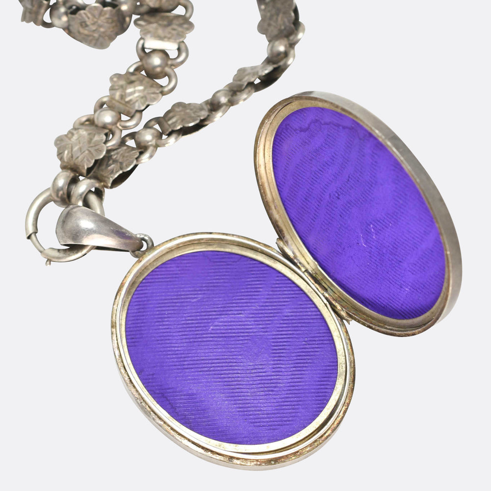 Victorian Silver AEI Locket & Collar