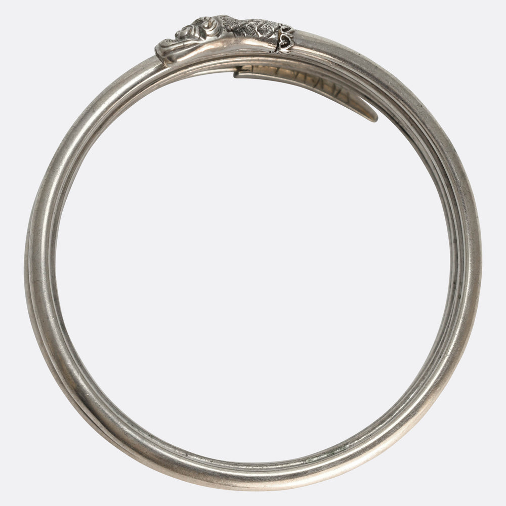 Victorian Silver Coiled Snake Bangle