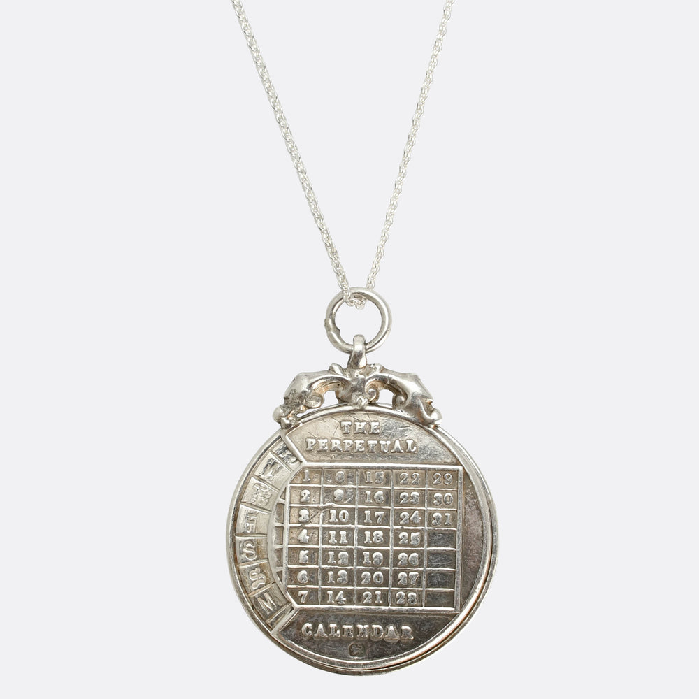 Victorian Silver Perpetual Calendar Pendant