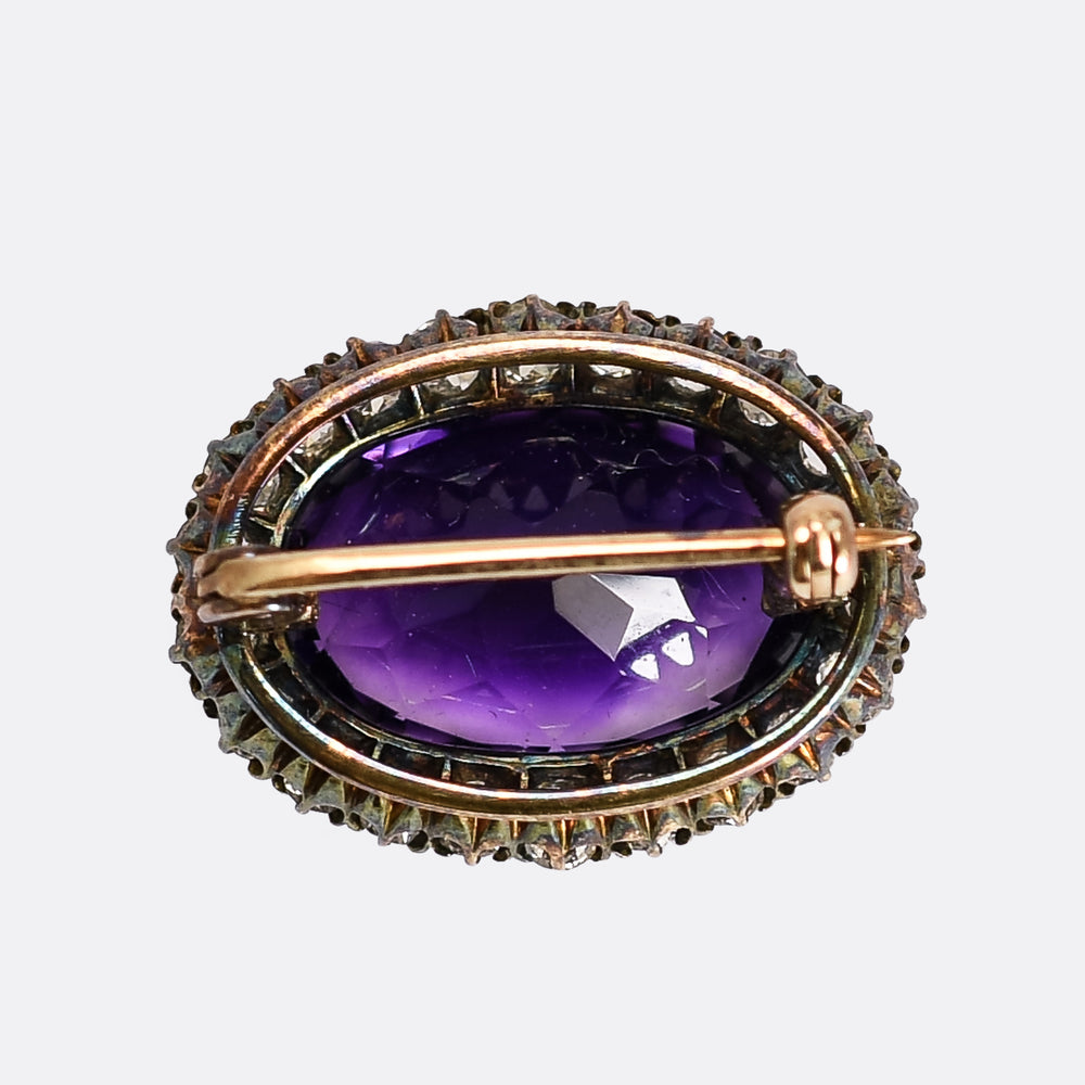 Victorian Tessiers, London Amethyst & Diamond Brooch