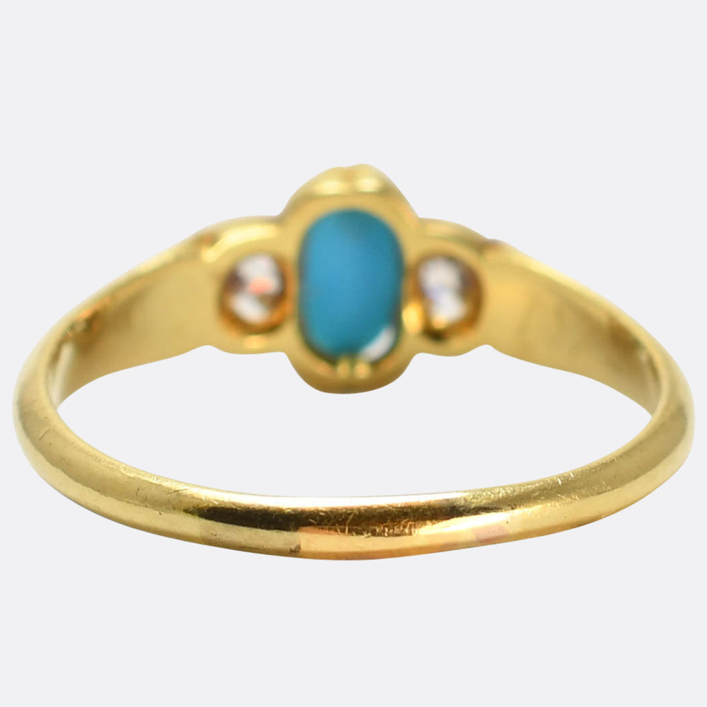 Victorian Turquoise & Diamond 3-Stone Ring