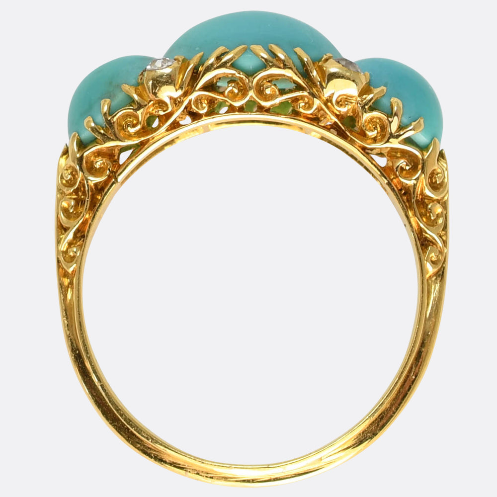 Victorian Turquoise & Diamond Half Hoop Ring