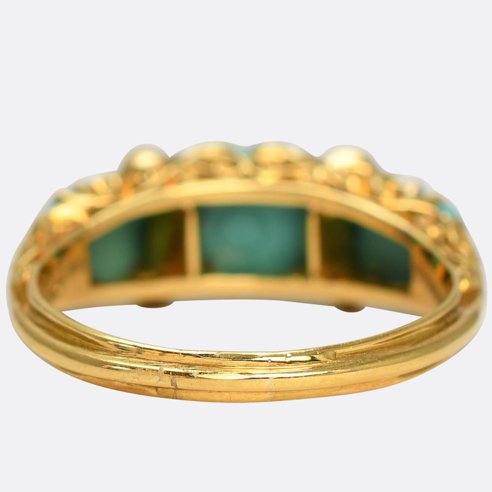 Victorian Turquoise & Diamond Half Hoop Ring