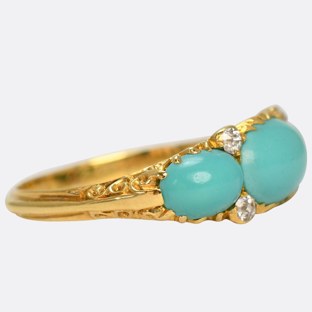 Victorian Turquoise & Diamond Half Hoop Ring