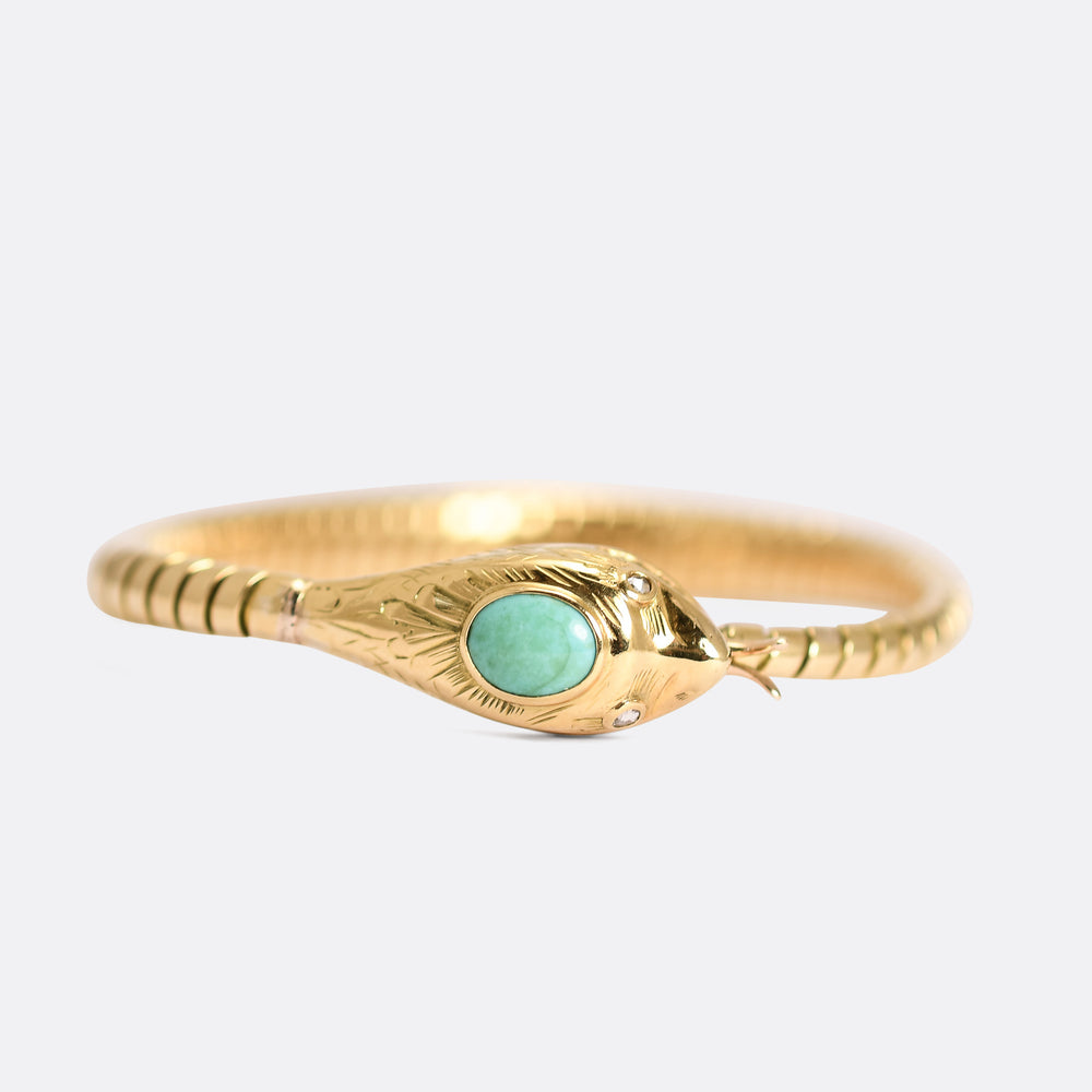 Victorian Turquoise & Gold Ouroboros Snake Bracelet