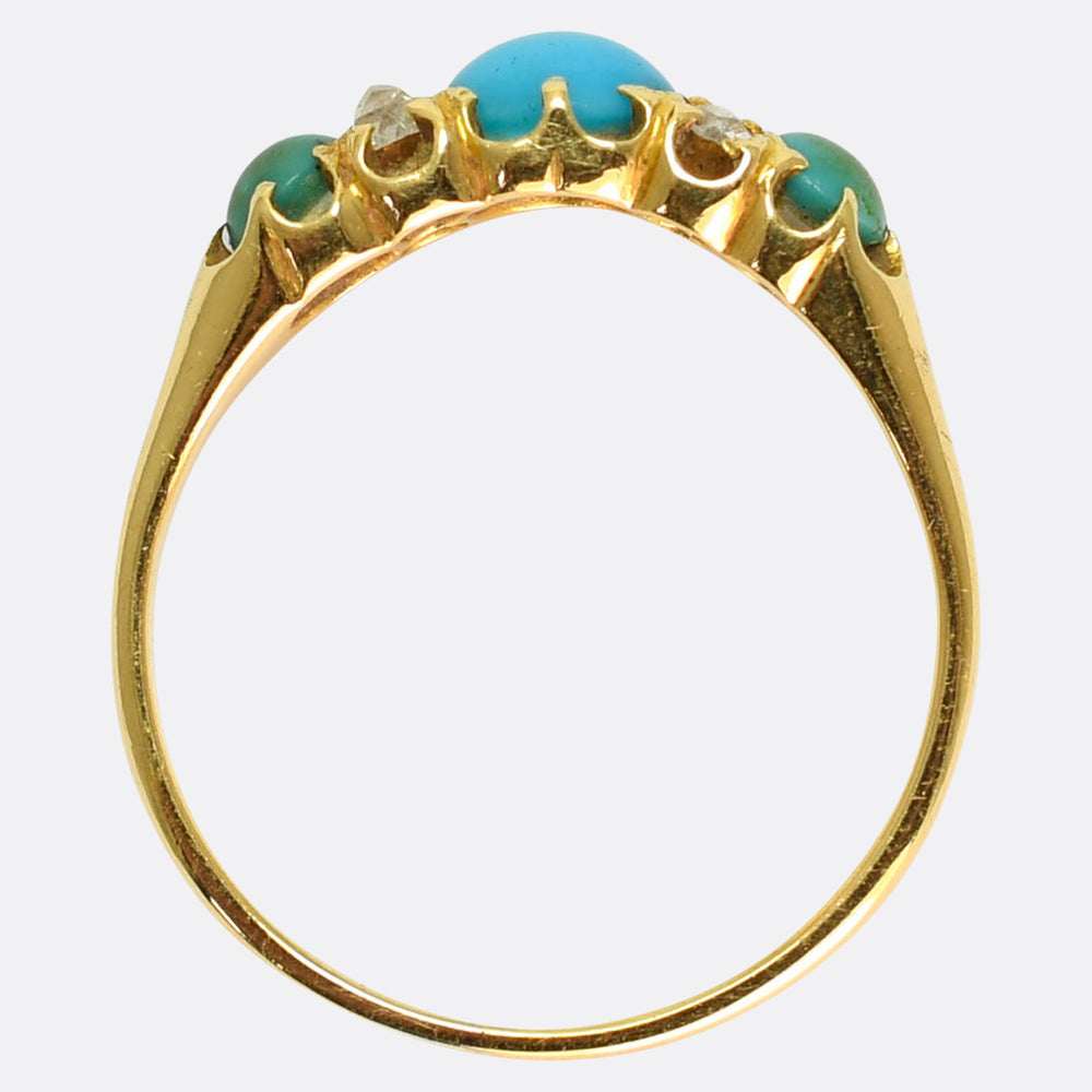 Victorian Turquoise & Rose Cut Diamond Ring