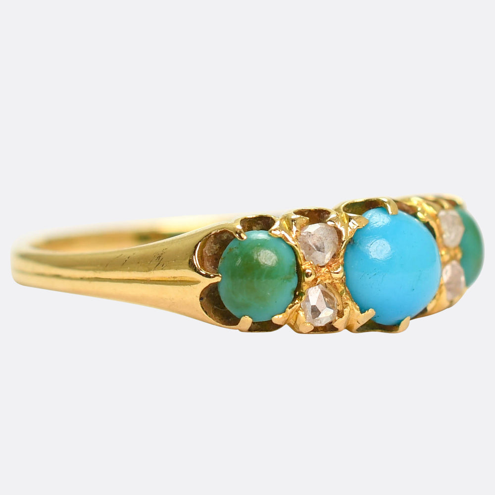 Victorian Turquoise & Rose Cut Diamond Ring