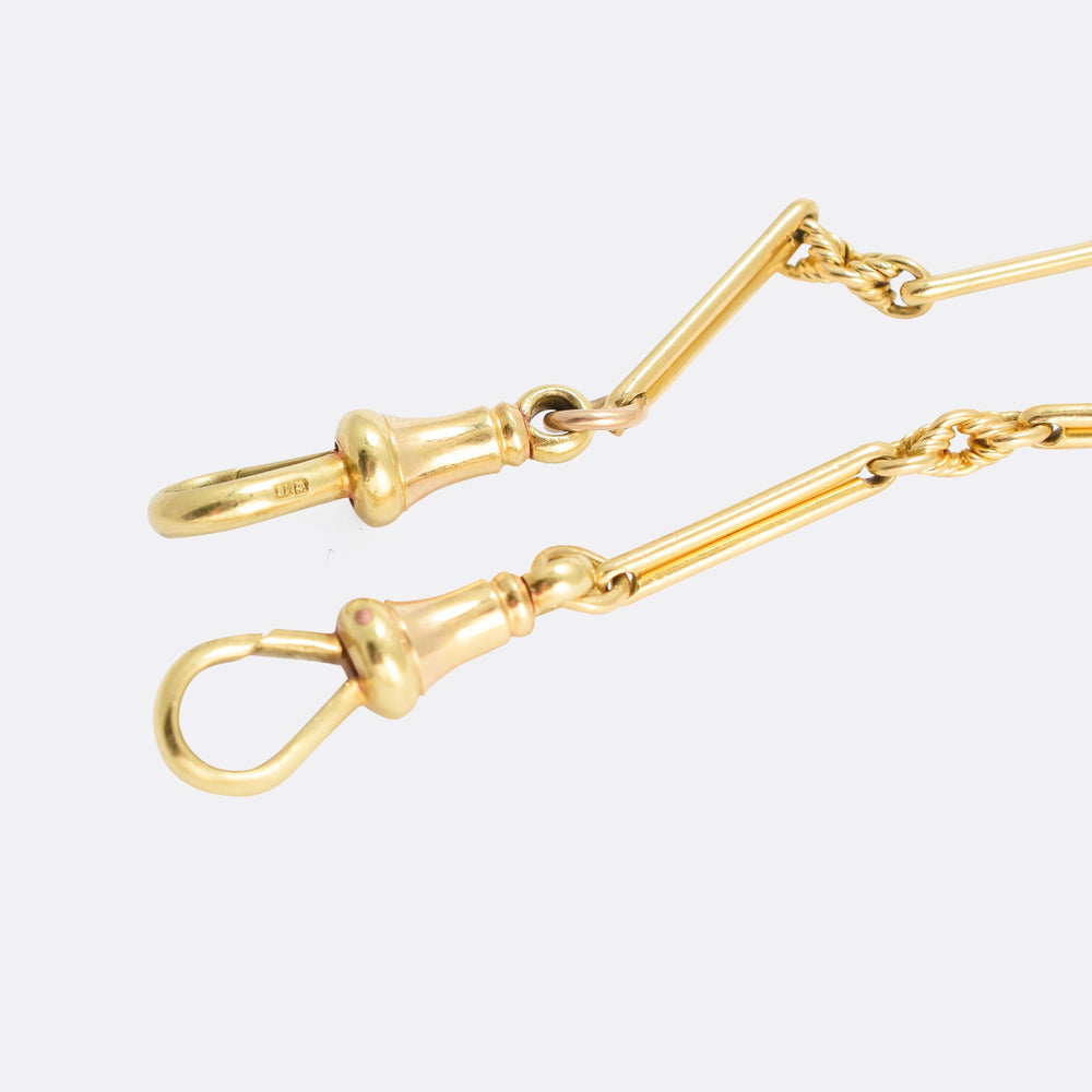 Victorian 18k Gold Trombone Link Chain