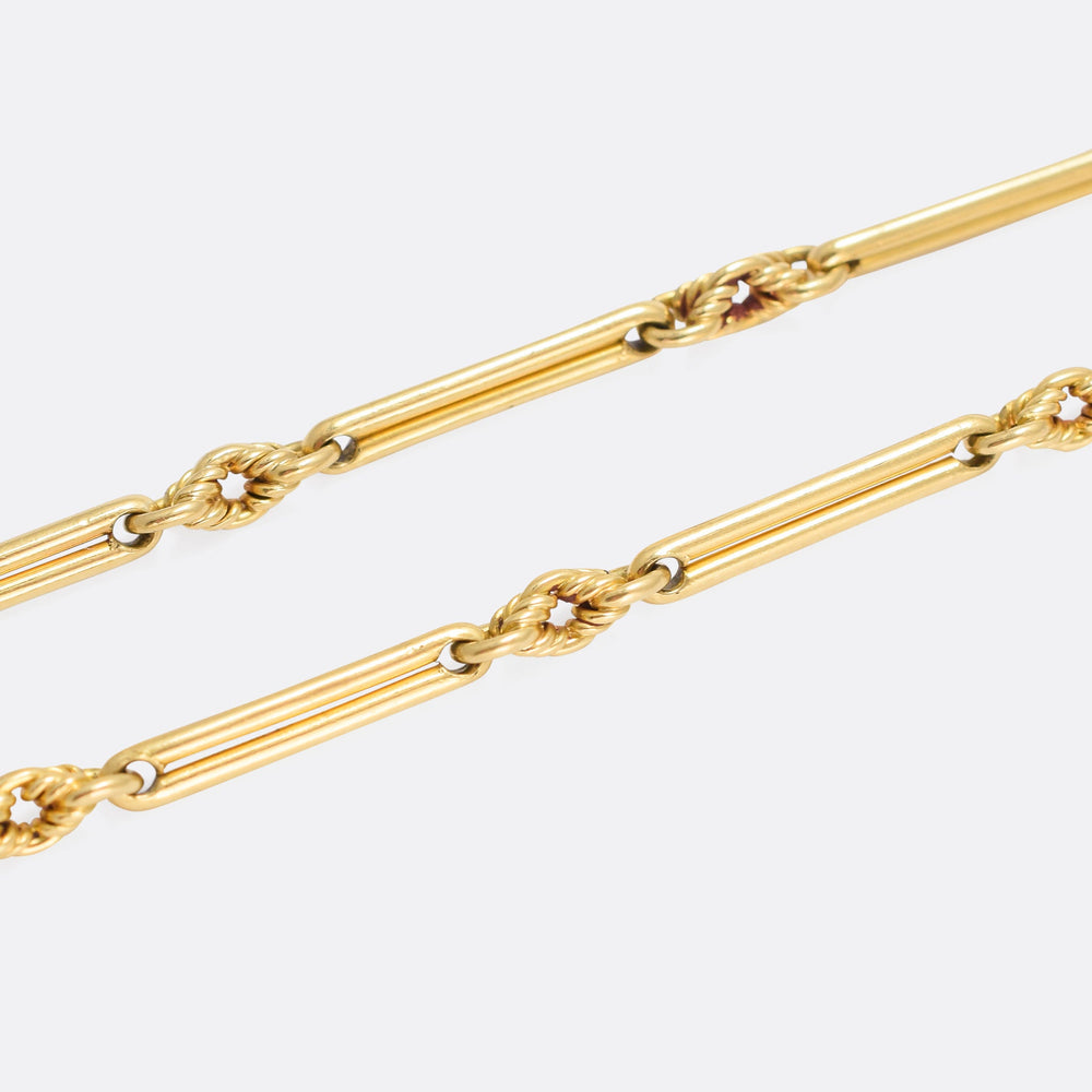 Victorian 18k Gold Trombone Link Chain