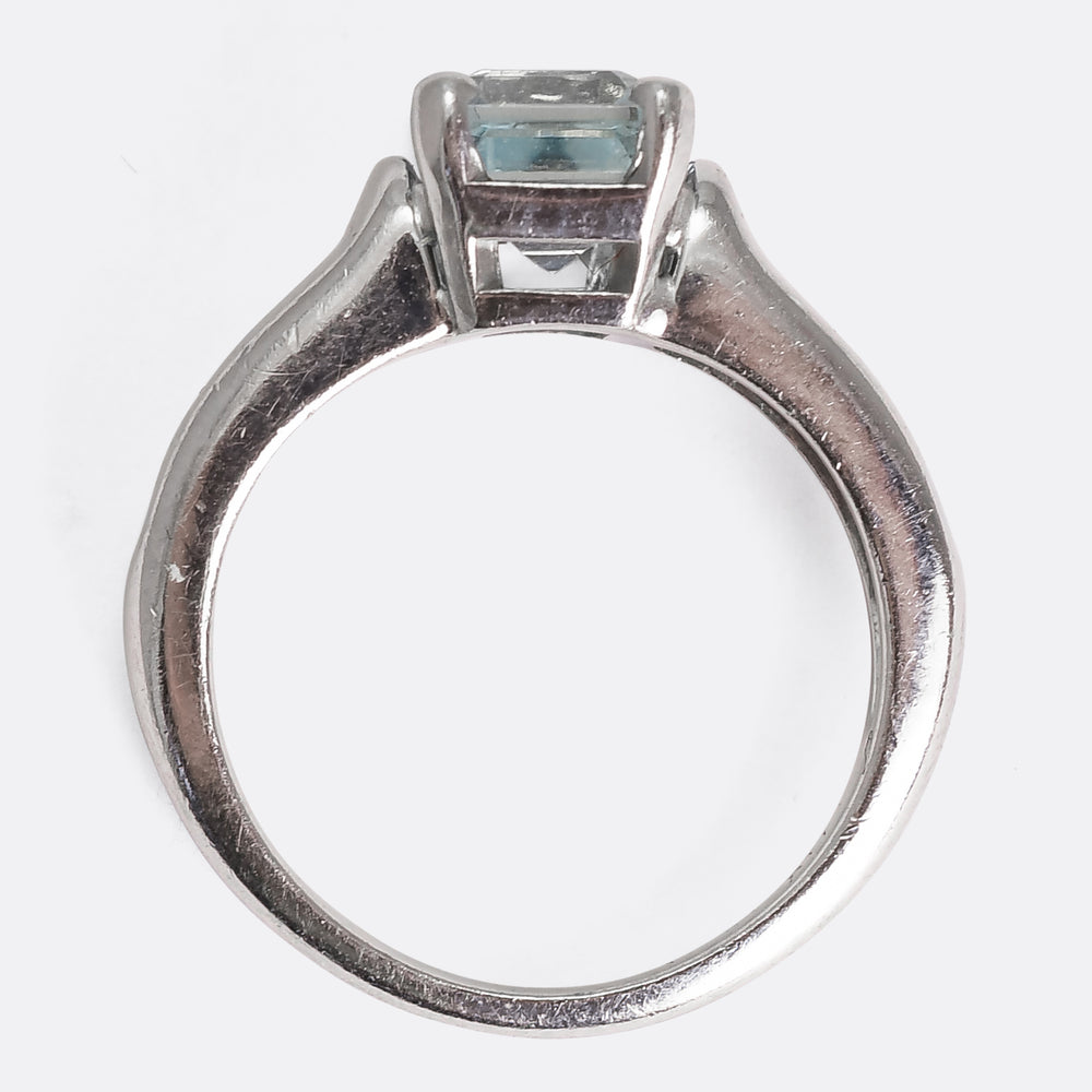 Vintage Aquamarine & Diamond Solitaire Ring