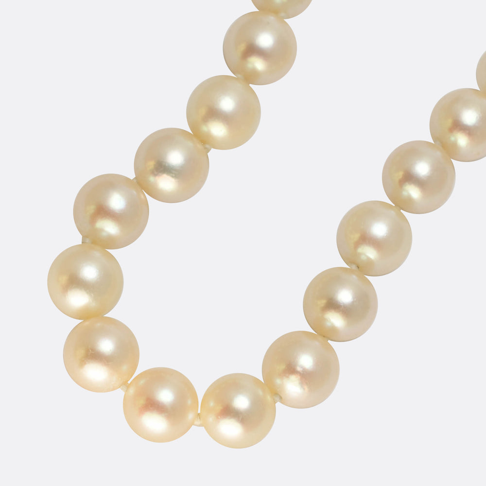 Vintage Cartier Pearl Necklace with Sapphire & Diamond Clasp