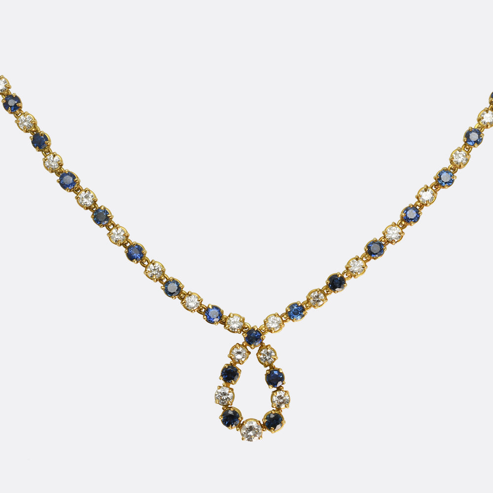 Vintage Cartier Sapphire & Diamond Chain Necklace