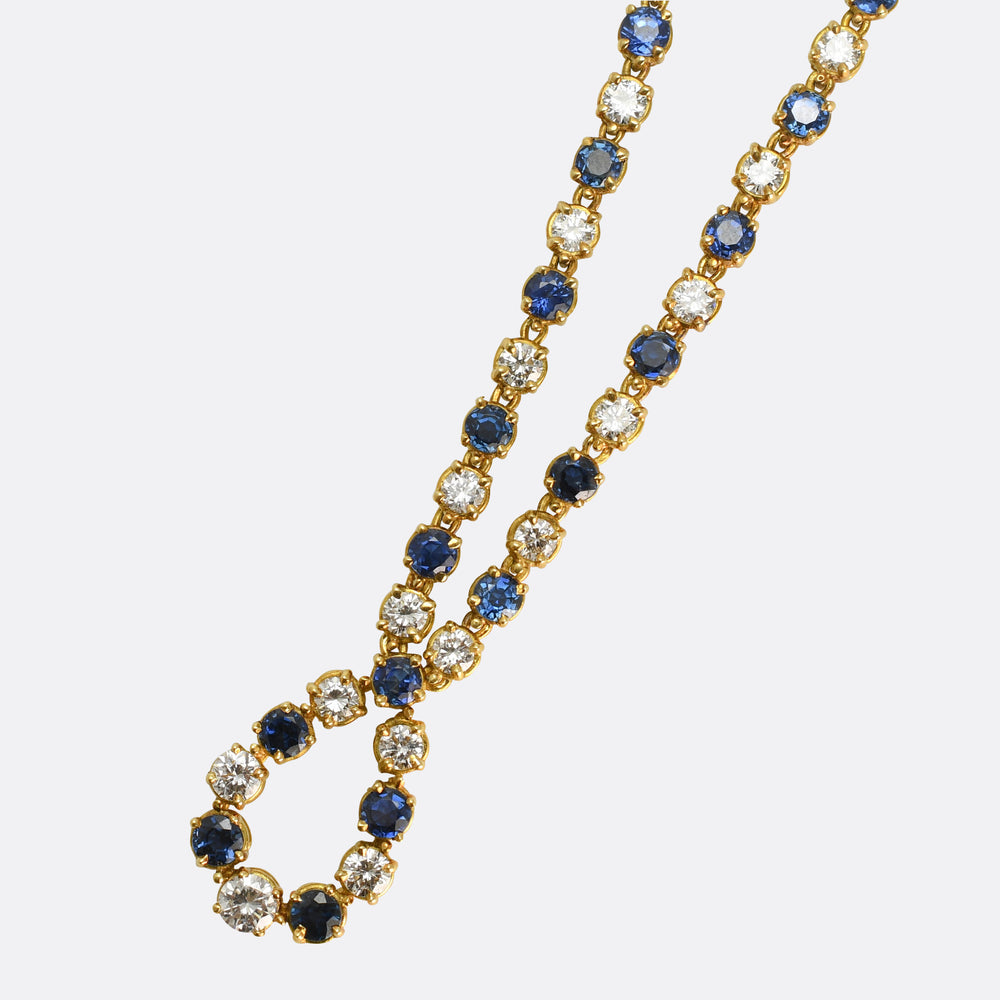 Vintage Cartier Sapphire & Diamond Chain Necklace