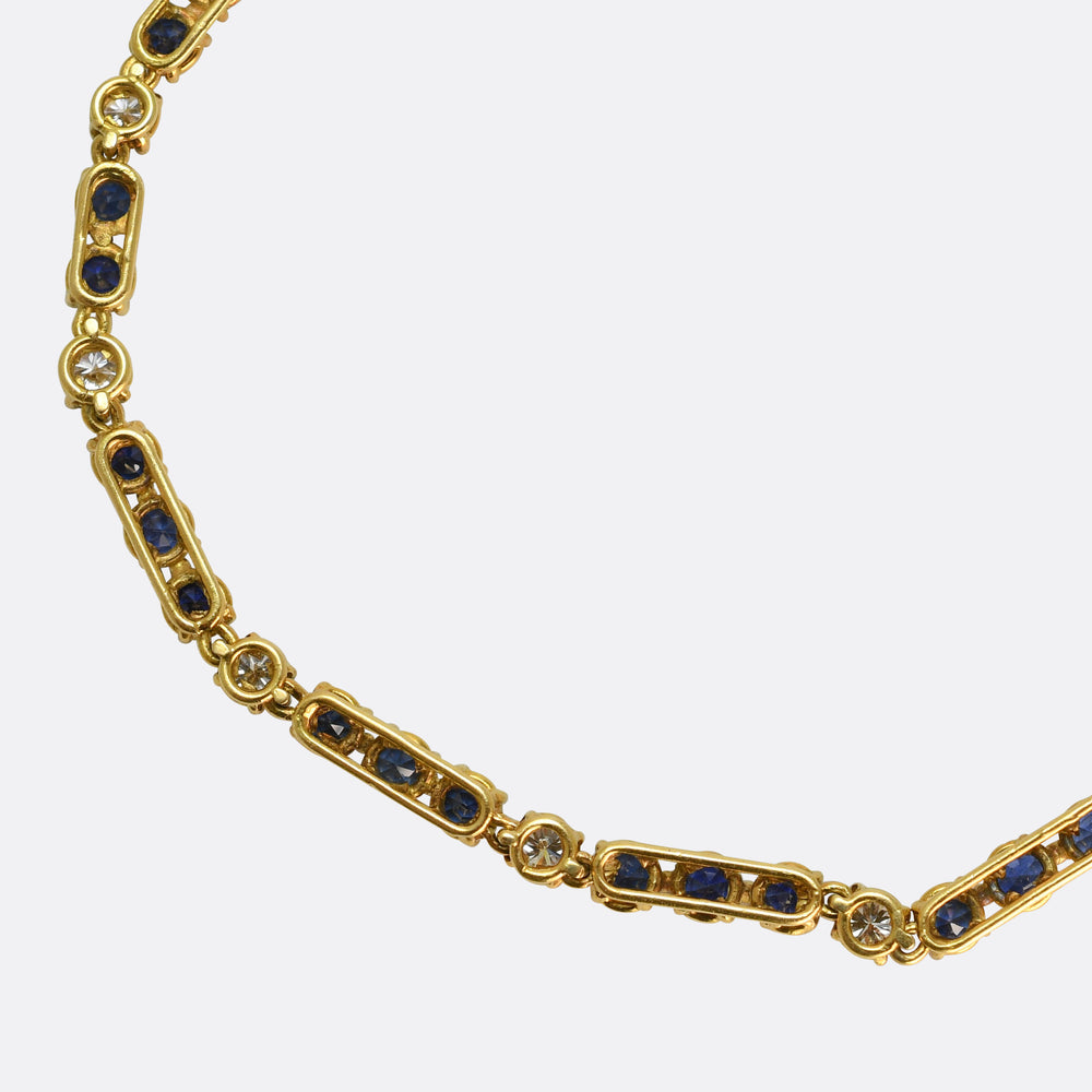 Vintage Cartier Sapphire & Diamond Chain Necklace