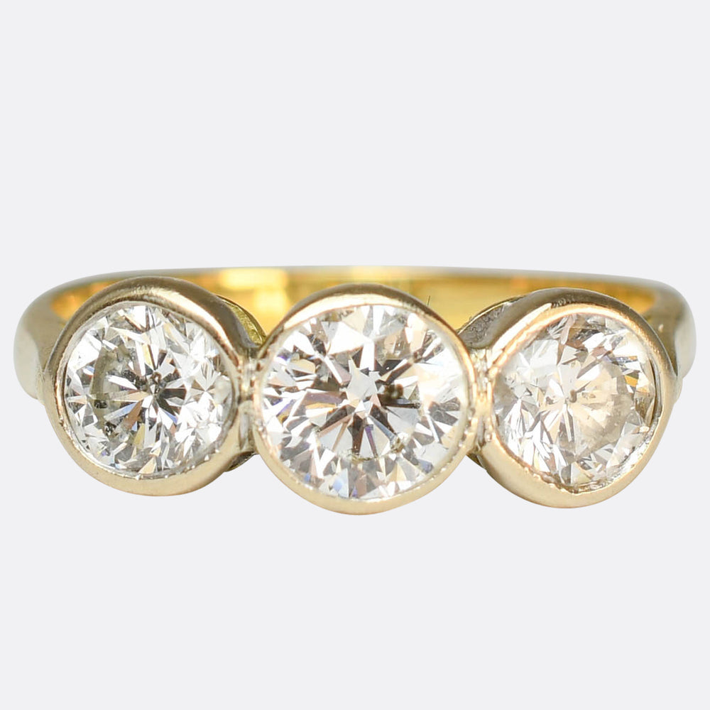 Vintage Diamond Bezel Set Trilogy Ring