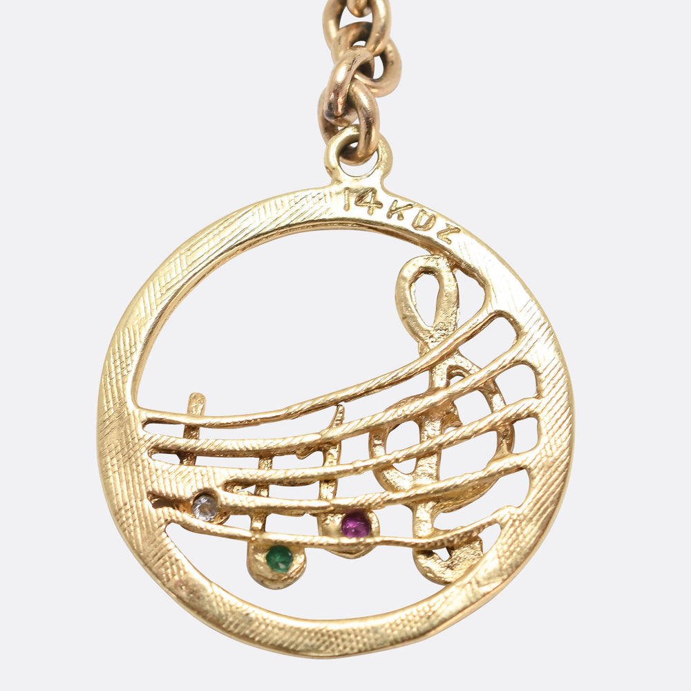 Vintage Gem-Set Musical Charm